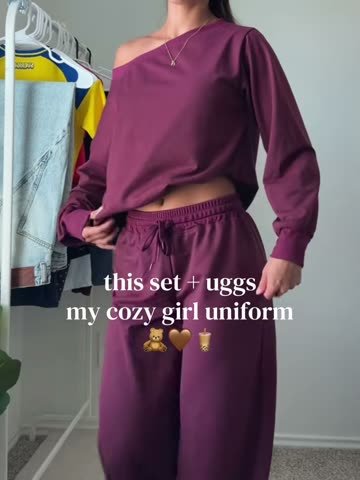 Product still: plum lounge set, from Michelle's video